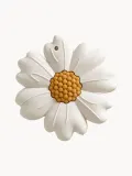 Jack o Juno Прорезыватель для зубов Daisy силиконовый в форме цветка, 10 см, молочно-белый с горчичным — фото 1