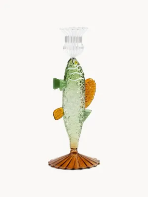 Подсвечник &klevering Fish из боросиликатного стекла, Ø 9 × В 21 см, Зелёный