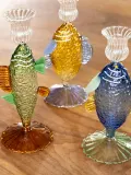 Подсвечник &klevering Fish из боросиликатного стекла, Ø 9 × В 19 см, Жёлтый — фото 3
