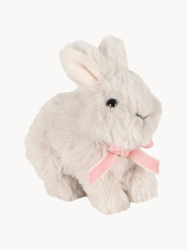 Konges Sløjd Мягкая игрушка зайчик Bunny плюшевая для новорождённых, 11х12 см, кремово-белая со светло-розовым