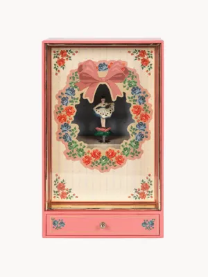 Konges Sløjd Музыкальная шкатулка Twinkle с балериной, подсветкой и выдвижным ящичком, 14х24х9 см, пыльно-розовая