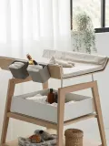 Leander Чехол на пеленальный матрасик Linea из хлопка на молнии, влагозащитный, 60х70 см, кремово-белый — фото 4
