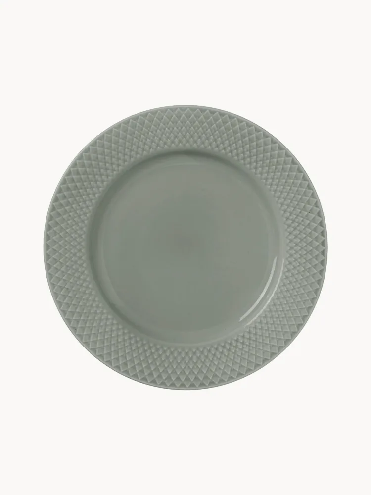 Lyngby Porcelaen Тарелка для завтрака Rhombe Earth из фарфора, Ø 21 × В 3 см, Зелёный