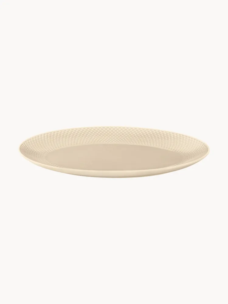 Lyngby Porcelaen Блюдо для сервировки Rhombe Earth из фарфора, Ш 35 × Г 27 см, Светлый бежевый