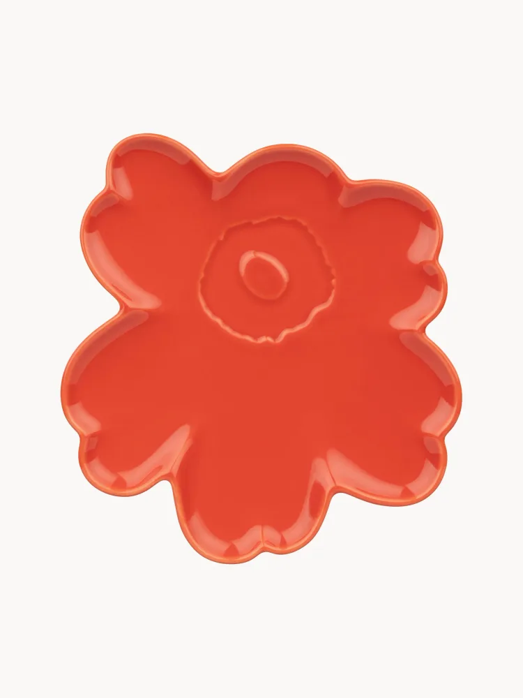 Marimekko Тарелка для завтрака Unikko, Д 20 × Ш 20 см, Коралловый