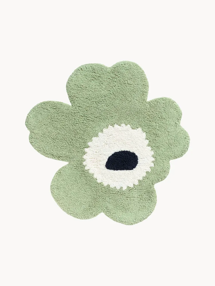 Marimekko Коврик для ванной Unikko, Ш 73 × Д 74 см, Мятный зелёный