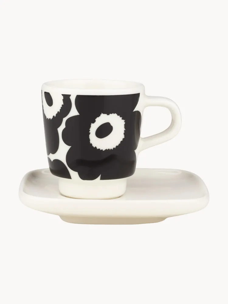 Marimekko Чашка с блюдцем Unikko, Чёрный