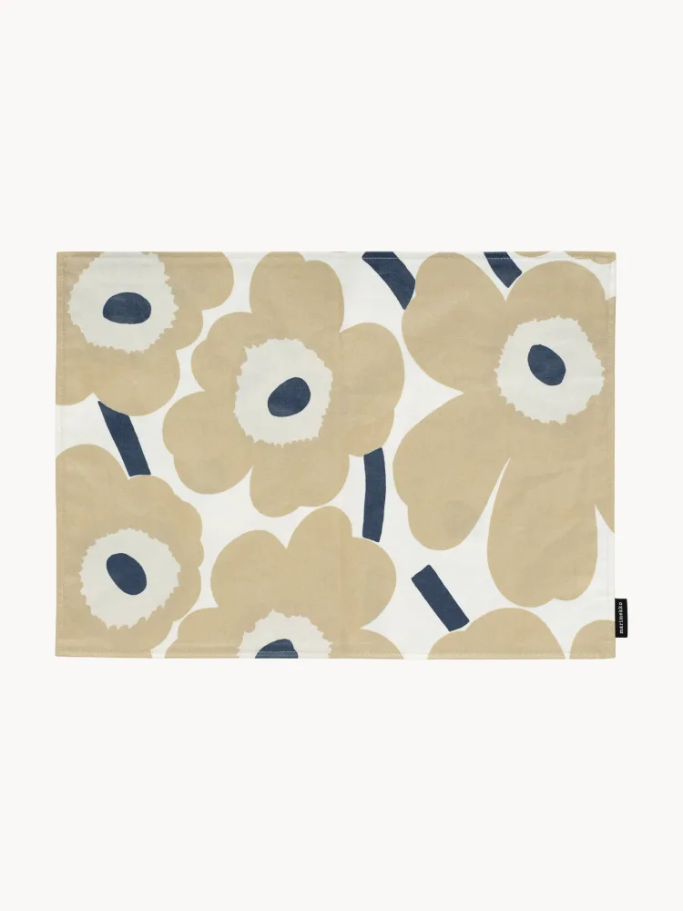 Marimekko Салфетка под приборы Pieni Unikko, 42x31 см, бежевый со сломанным белым и тёмно-синим