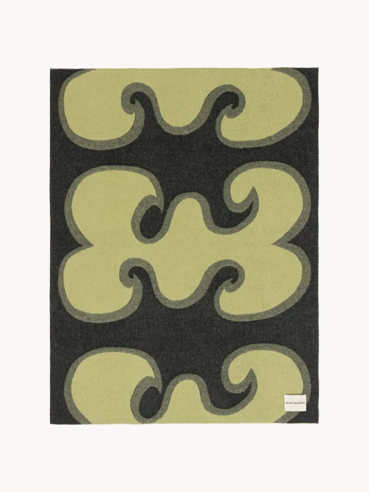 Marimekko Плед Jokeri из шерсти, Ш 130 × Д 170 см, Светлый зелёный