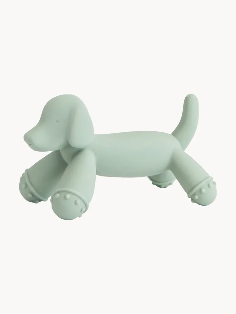 Mushie Прорезыватель для зубов Doggy в форме собачки из пищевого силикона, 8 х 5 х 5 см, мятный зелёный