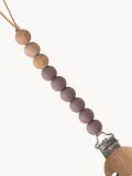 Mushie Держатель для пустышки Eva из силикона и бука с деревянной клипсой, 3 х 20 х 2 см, сиреневый со светлым деревом — фото 2