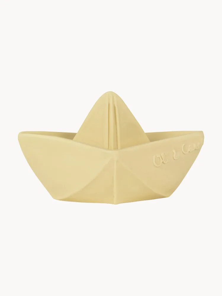 Oli & Carol Игрушка для ванной Origami Boat кораблик из натурального каучука, ручная работа, кремовый, 13 x 6 см
