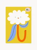 Paper Collective Постер Hi Flower 01 с улыбающимся цветком на жёлтом фоне, 100х140 см, бумага — фото 4