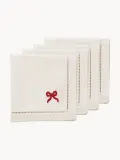Pick a Poppy Салфетки сервировочные хлопковые Bow с вышивкой, 4 шт, Ш 45 × Д 45 см, Приглушённый белый — фото 2