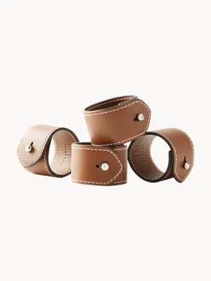 Кольцо для салфеток Ralph Lauren Home Wyatt из кожи, светло-коричневое, набор 4 шт
