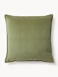 Westwing Collection Подушка декоративная Lennon из вельвета, 70х70 см, Ш 70 × Д 70 см, Оливковый зелёный — фото 1