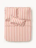Westwing Collection Простыня Posie коралловая с молочно-белым — фото 4