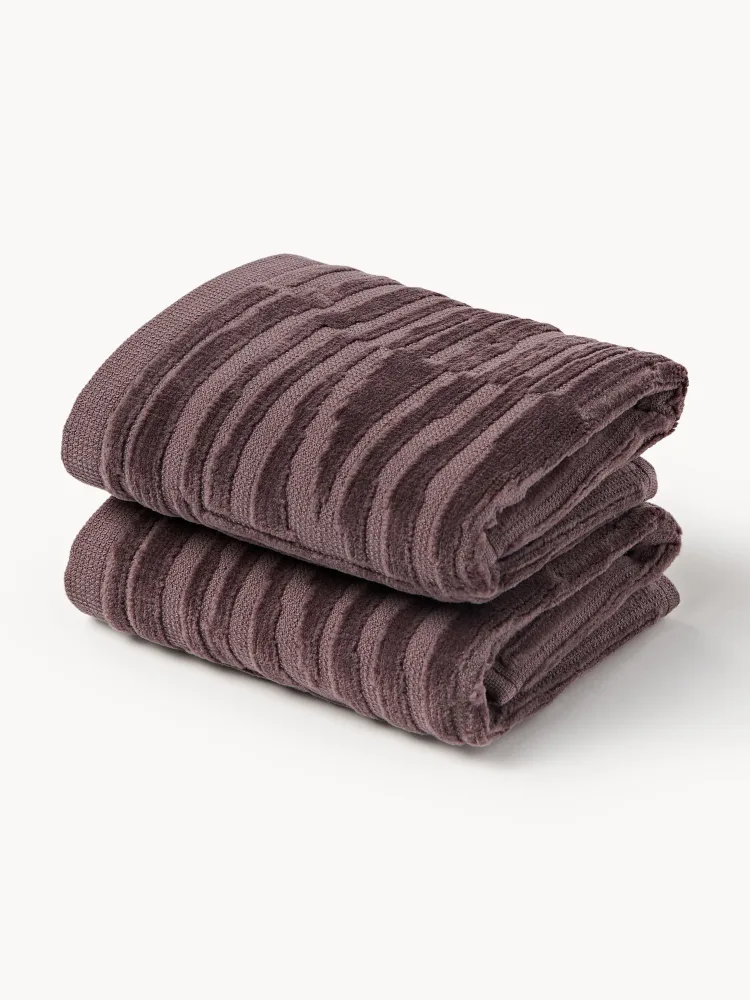Westwing Collection Полотенце Petra, полотенце для лица, Ш 30 × Д 30 см, 2 шт., Тёмный фиолетовый