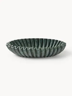 Westwing Collection Чаша декоративная овальная из мрамора Santorini, 35 см, Ш 35 × В 8 см, Тёмный зелёный