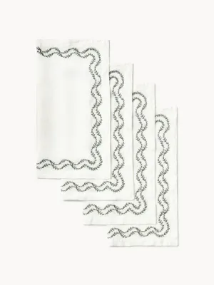 Westwing Collection Салфетки сервировочные льняные Ivy с вышивкой, 4 шт, арт. S35959