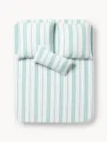 Westwing Collection Простыня перкалевая Hildy, бирюзовая с белым — фото 2
