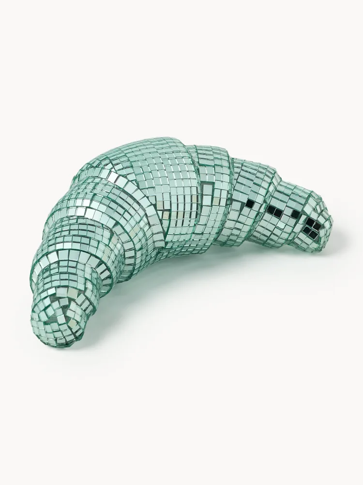Westwing Collection Статуэтка Disco Croissant с зеркальной мозаикой, мятная, ширина 15 см