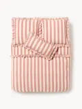 Westwing Collection Пододеяльник Posie из льна с хлопком с оборкой коралловый — фото 5