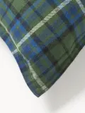 Westwing Collection Наволочка Linsay из хлопковой фланели в клетку, темно-синяя с зелёным — фото 3