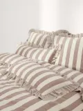 Westwing Collection Пододеяльник Posie из льна с хлопком с оборкой карамельный — фото 1