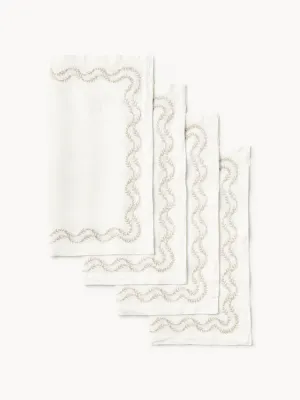 Westwing Collection Салфетки сервировочные льняные Ivy с вышивкой, 4 шт, арт. S65775