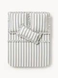 Westwing Collection Простыня Posie светло-голубая с молочно-белым — фото 7