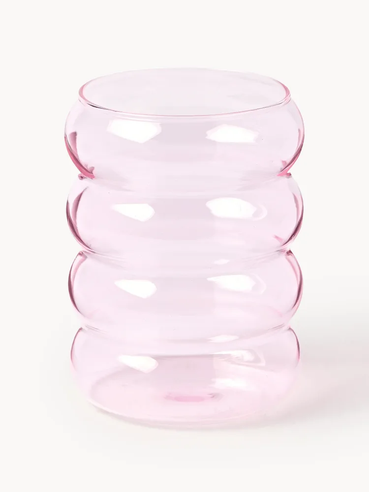 Westwing Collection Набор стаканов Bubbly из боросиликатного стекла, 4 шт., 320 мл, светло-розовые, Ø 8 × В 10 см, 320 мл, Светлый розовый