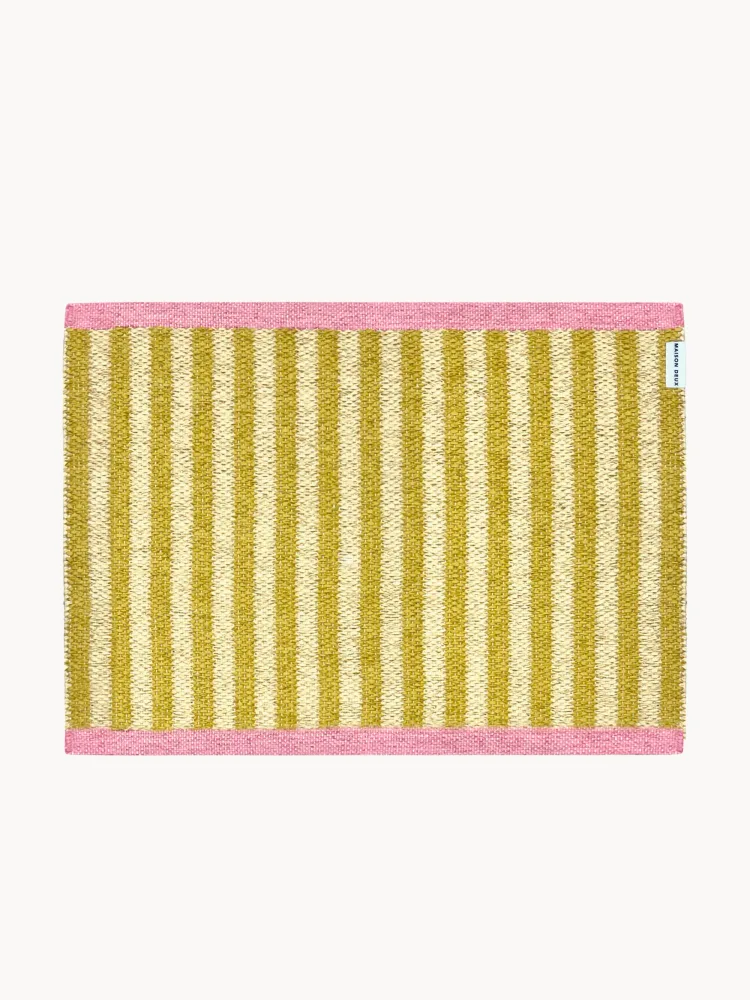 Maison Deux Коврик придверный Stripe из винила в полоску, моющийся, 50х70 см, розово-жёлтый