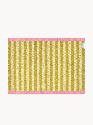 Maison Deux Коврик придверный Stripe из винила в полоску, моющийся, 50х70 см, розово-жёлтый