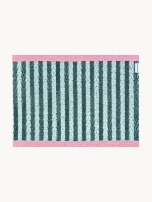 Maison Deux Коврик придверный Stripe из винила в полоску, моющийся, 50х70 см, розово-голубой