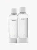 Mysoda Набор бутылок для воды Basic для сифона из пластика без BPA, 1 л, 2 шт., прозрачные с белым — фото 1