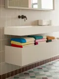 SUITE702 Полотенце банное Combed 70х140 см, кремово-белое с синим и карамельным — фото 8