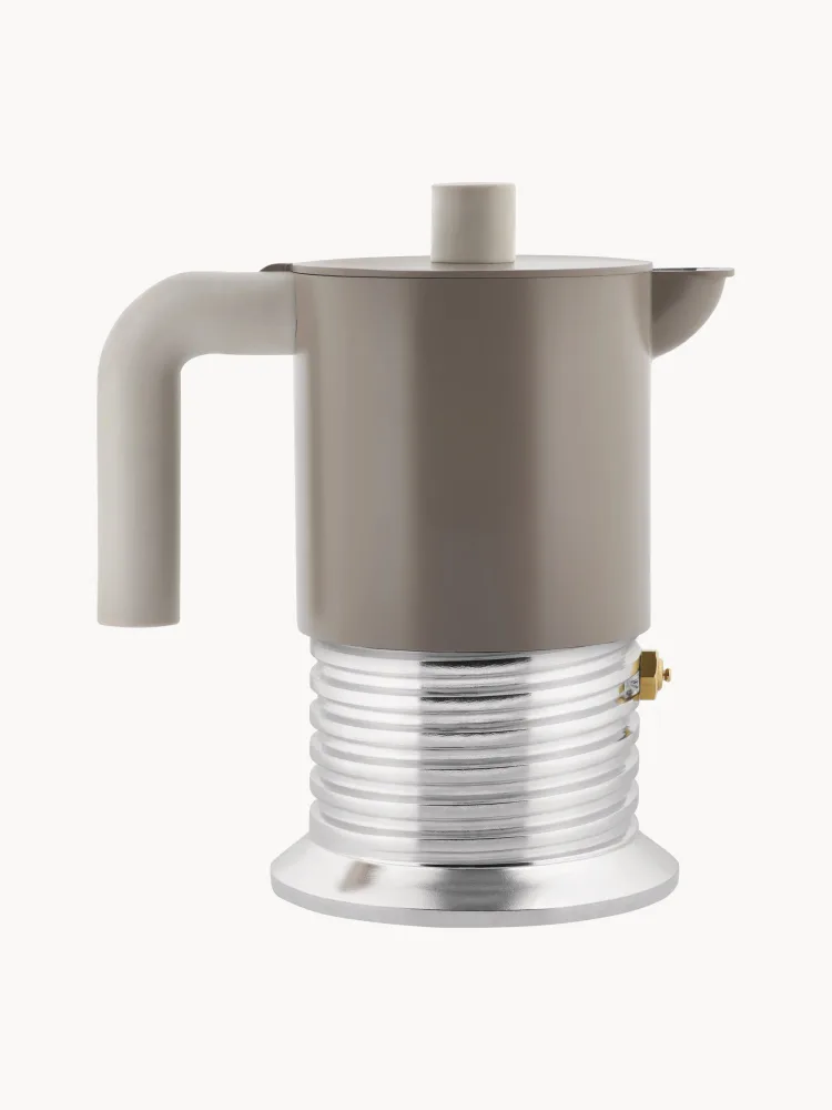 Alessi Гейзерная кофеварка Vite для плиты, алюминиевая, на 3 чашки, 150 мл, высота 17 см, грейж