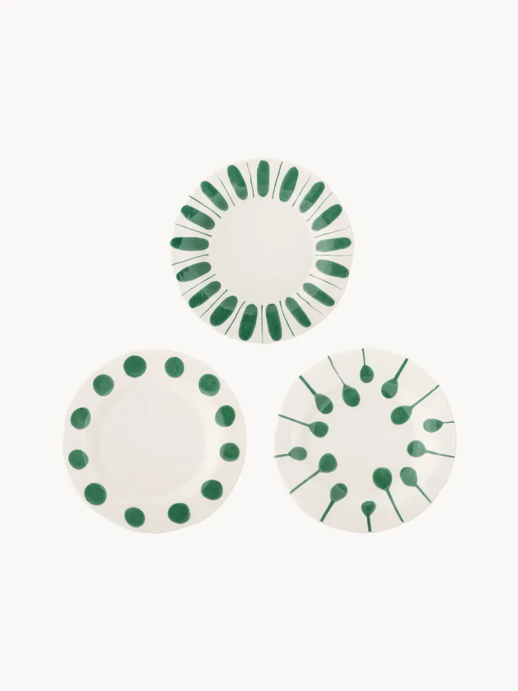 Bloomingville Набор тарелок для завтрака Linora ручной работы, 3 предмета, Ø 22 см, Белый
