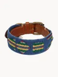 Buddys Dogwear Ошейник для собак Etna ручной работы с вышивкой и латунной фурнитурой, длина 32 см, синий с многоцветным узором — фото 1