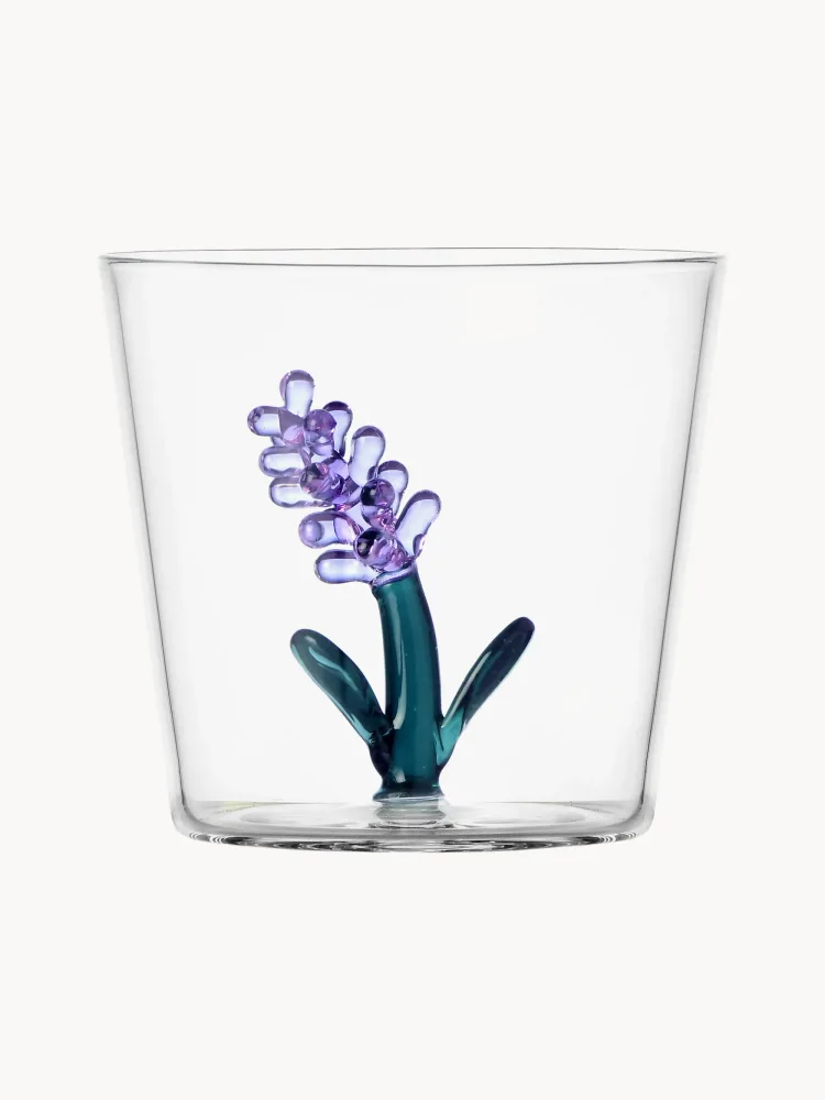 Ichendorf Стакан Botanica из боросиликатного стекла с цветком, петрол и лаванда