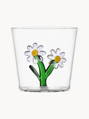 Ichendorf Стакан Botanica из боросиликатного стекла с цветком, зелёный с жёлтым, Ø 9 × В 8 см, 350 мл, Прозрачный