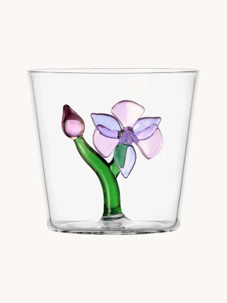Ichendorf Стакан Botanica из боросиликатного стекла с цветком, зелёный с лавандовым и сиреневым