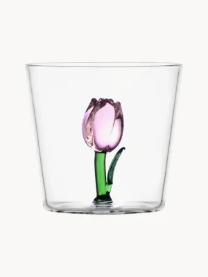 Ichendorf Стакан Botanica из боросиликатного стекла с цветком, зелёный с розовым