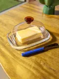 &klevering Маслёнка Cantine ручной работы из боросиликатного стекла, прозрачный, светло-розовый, ржаво-красный — фото 3