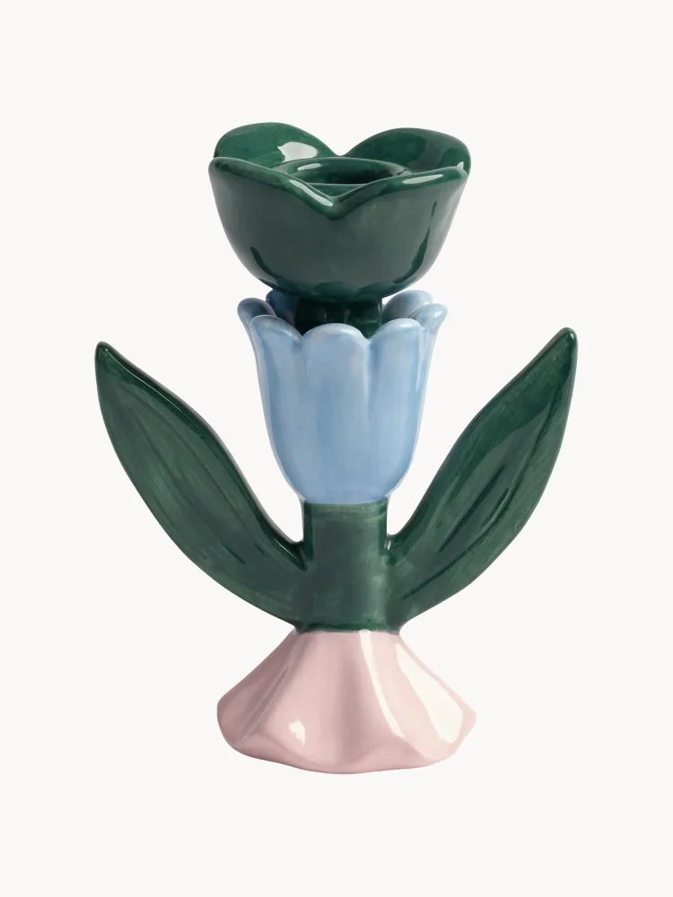 Подсвечник &klevering Blume расписной, Ø 11 × В 14 см, Тёмный зелёный