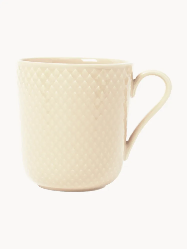 Lyngby Porcelaen Кружка Rhombe Earth, Ш 13 × В 9 см, 390 мл, Светлый бежевый