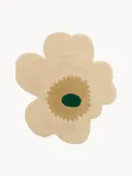 Marimekko Коврик для ванной Unikko в форме цветка бежевый с тёмно-зелёным — фото 1