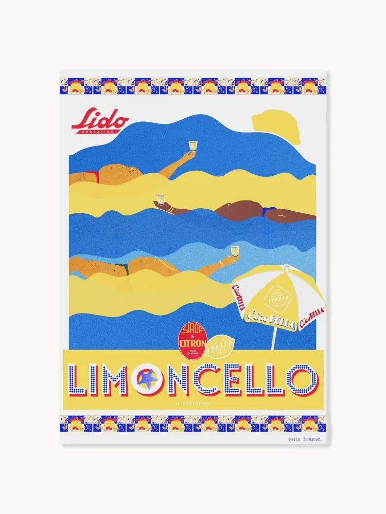 Poster and Frame Постер Hello Bonjour - En Vacances Limoncello