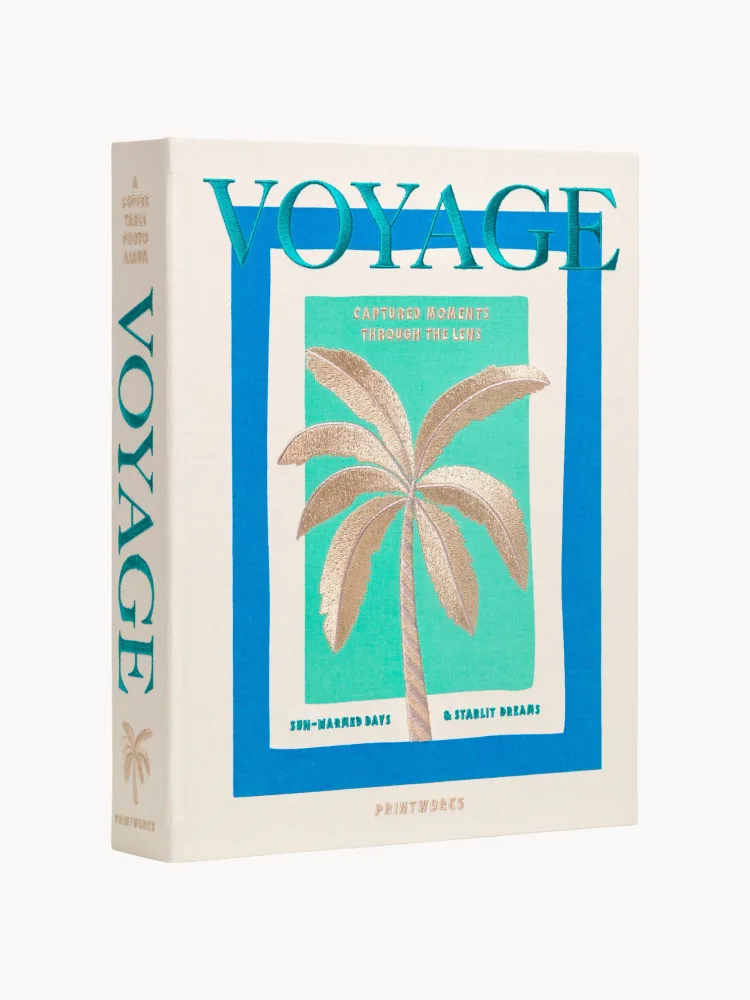 Printworks Фотоальбом Voyage на 30 страниц с вышитой обложкой, 27 x 33 x 5 см, молочно-белый с синим